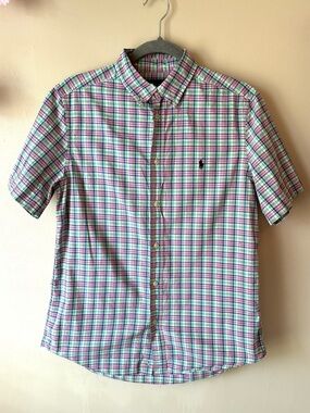 Ralph Lauren Boy's Short-Sleeve Plaid Button-Down Shirt - Green, Blue, Pink